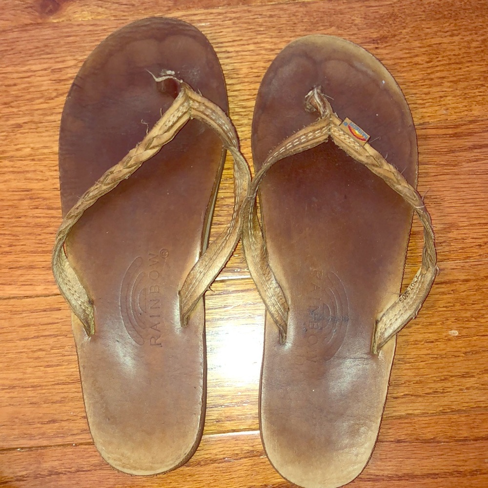 Rainbow flip flops